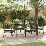 vidaXL Trädgårdsmöbelset 5 pcs Svart konstrotting