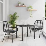 vidaXL Trädgårdsmöbelset 3 pcs Svart konstrotting