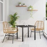 vidaXL Trädgårdsmöbelset 3 pcs Brun konstrotting
