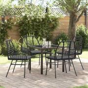 vidaXL Trädgårdsmöbelset 5 pcs Svart konstrotting