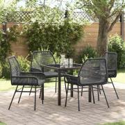 vidaXL Trädgårdsmöbelset 5 pcs Svart konstrotting