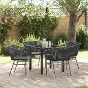 vidaXL Trädgårdsmöbelset 5 pcs Svart Poly rattan