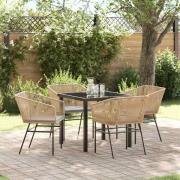 vidaXL Trädgårdsmöbelset 5 pcs Brun Poly rattan