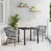 vidaXL Trädgårdsmöbelset 3 pcs Grå Poly rattan