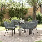 vidaXL Trädgårdsmöbelset 5 pcs Grå Poly rattan