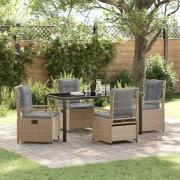 vidaXL Trädgårdsmöbelset 5 pcs Beige och Ljusgrå konstrotting