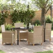 vidaXL Trädgårdsmöbelset 5 pcs Beige konstrotting