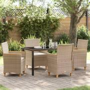 vidaXL Trädgårdsmöbelset 5 pcs Beige konstrotting