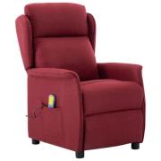 vidaXL Massagefåtölj med kudde Vinröd 67.5 x 93.5 x 101.5 cm tyg