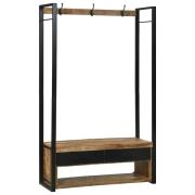 vidaXL Klädhängare med krokar och hyllor 110x40x185 cm Solid Grovt Trä...