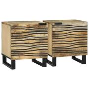 vidaXL Nattduksbord 2 pcs Brun 40 x 33 x 46 cm massivt mangoträ