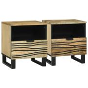 vidaXL Nattduksbord 2 pcs Brun 40 x 33 x 46 cm massivt mangoträ