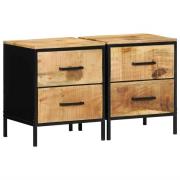 vidaXL Nattduksbord med låda 2 pcs Brun och svart 40 x 35 x 50 cm