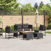 vidaXL Trädgårdsoffset 6 pcs Svart konstrotting