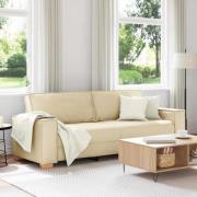 vidaXL 3-Sits soffa med kudde Kräm 220 x 78 x 84 cm tyg
