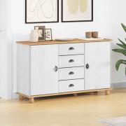 vidaXL Sideboard med låda ASKIM Vit 133.5 x 40 x 79 cm Massiv furu