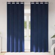 vidaXL Gardiner med gardiner 2 pcs Mörkblå 140 x 225 cm Sammet