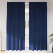 vidaXL Gardiner med gardiner 2 pcs Mörkblå 140 x 225 cm Sammet