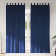 vidaXL Gardiner med gardiner 2 pcs Mörkblå 140 x 260 cm Sammet