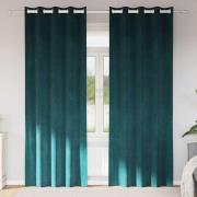 vidaXL Gardiner med gardiner 2 pcs Mörkgrön 140 x 260 cm Sammet
