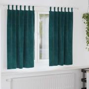 vidaXL Gardiner med gardiner 2 pcs Mörkgrön 140 x 175 cm Sammet