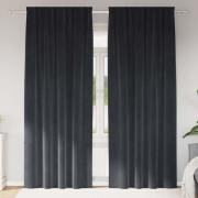 vidaXL Gardiner med gardiner 2 pcs Mörkgrå 140 x 225 cm Sammet