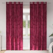 vidaXL Sammetsgardiner med gardiner 2 pcs Vinröd 260 x 140 cm Sammet