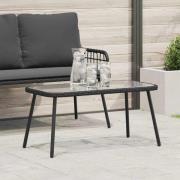 vidaXL Kaffeebord Svart 90 x 45 x 42 cm Poly Rattan, glas