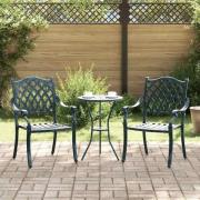 vidaXL Trädgård Stol 2 pcs Grön 55 x 56.5 x 91cm Aluminium