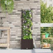 vidaXL Trädgårdsplanterare med trellis Brun 40 x 40 x 143 cm PP