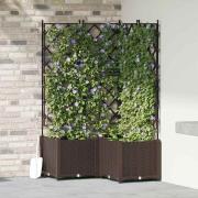 vidaXL Trädgårdsplanterare med trellis 3 pcs Brun 80 x 80 x 143 cm PP