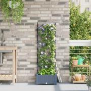 vidaXL Trädgårdsplanterare med trellis Ljusgrå 40 x 40 x 125.5 cm PP
