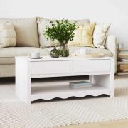 vidaXL Kaffeebord med låda Drammen Vit 99 x 55 x 45 cm Massiv furu
