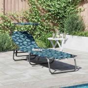 vidaXL Hopfällbar solstol med kudde 1-person Grön 56 x 190 x 81cm tyg