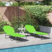 vidaXL Hopfällbar solstol 2-person 2 pcs Grön 56 x 189 x 87cm tyg