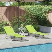 vidaXL Hopfällbar solstol 2 pcs Grön 182 x 55 x 85.5 cm Textilene