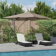 vidaXL Kantilever Roma Parasoll Taupe och svart 352 x 251 x 265 cm
