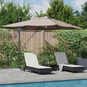 vidaXL Kantilever Roma Parasoll Taupe och svart 352 x 251 x 265 cm