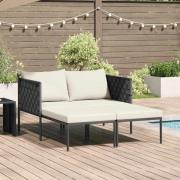 vidaXL Solbädd med kudde 2-person Antracit 115 x 153 x 69.5cm Stål