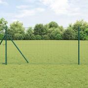 vidaXL Staketstolpar 7 pcs Grön Ø32mm 150 cm Galvaniserat stål