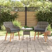 vidaXL Trädgård Stol med kudde 2 pcs Grå 55 x 62.5 x 82cm konstrotting