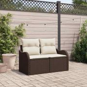 vidaXL Trädgårdsoffa med kudde Brun 121 x 62 x 69cm konstrotting