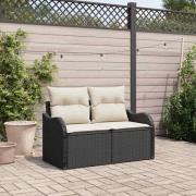 vidaXL Trädgårdsoffa med kudde Svart 121 x 62 x 69cm konstrotting