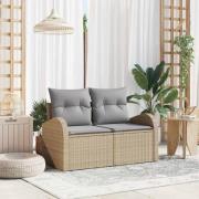 vidaXL Trädgårdsoffa med kudde Beige 124 x 62 x 69 cm konstrotting