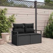vidaXL Trädgårdsoffa med kudde Svart 120 x 62 x 69 cm konstrotting