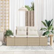 vidaXL Trädgårdsoffa med kudde Beige 123 x 62 x 69cm konstrotting
