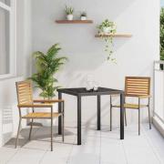 vidaXL Trädgårds stapelbara stolar 2 pcs Brun och Grå