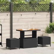 vidaXL Trädgårdsmöbelset 3 pcs Svart Poly rattan