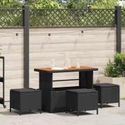 vidaXL Trädgårdsmöbelset 4 pcs Svart Poly rattan