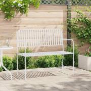 vidaXL Trädgårdsbänk Vit 104 x 54 x 93 cm Stål